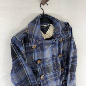 Tommy Hilfiger Blue Plaid‎ Double Breasted Coat M